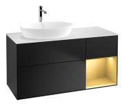 Тумба под раковину Villeroy & Boch Finion 120х50,1 см с подсветкой МДФ черный матовый лак/стекло белое матовое F811HFPD