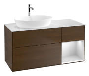 Тумба под раковину Villeroy & Boch Finion 120х50,1 см с подсветкой МДФ шпон грецкого ореха/стекло белое матовое F811MTGN