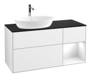 Тумба под раковину Villeroy & Boch Finion 120х50,1 см с подсветкой МДФ глянцевый белый лак/стекло черное матовое F812GFGF