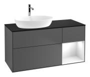 Тумба під раковину Villeroy & Boch Finion 120х50,1 см із підсвічуванням МДФ антрацит матовий лак/скло чорне матове F812GFGK