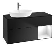 Тумба під раковину Villeroy & Boch Finion 120х50,1 см із підсвічуванням МДФ чорний матовий лак/скло чорне матове F812GFPD