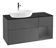 Тумба під раковину Villeroy & Boch Finion 120х50,1 см із підсвічуванням МДФ антрацит матовий лак/скло чорне матове F812GKGK