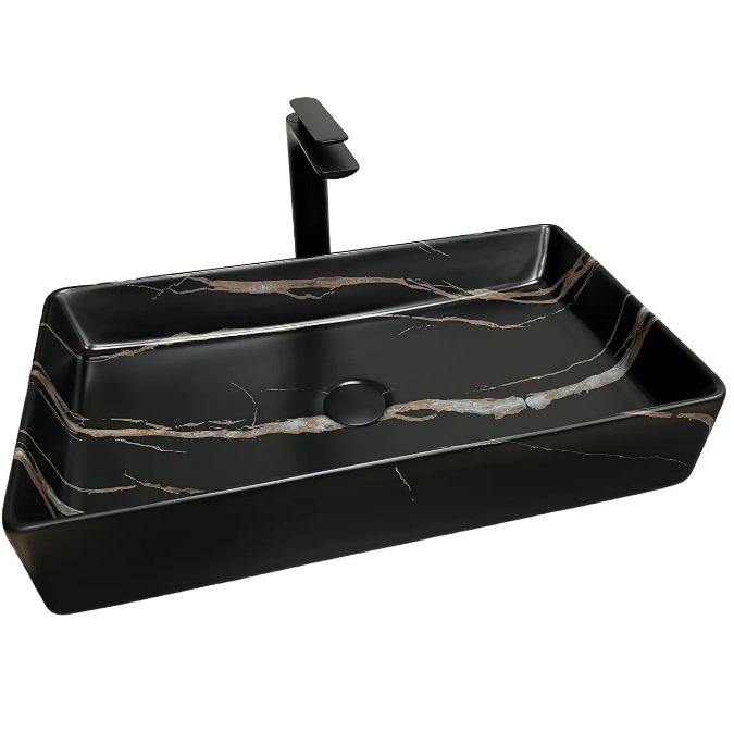 Раковина для ванной VBI TRIEST 61x35 см керамика черный камень матовый VBI-012703