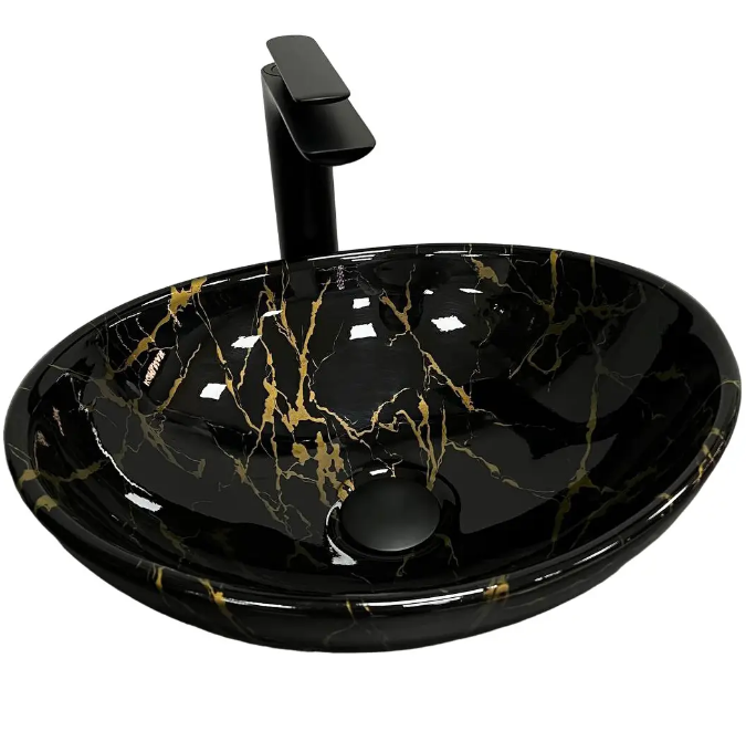 Раковина для ванной VBI PARMA 41,5x33,5 см керамика черный мрамор глянцевый VBI-011004