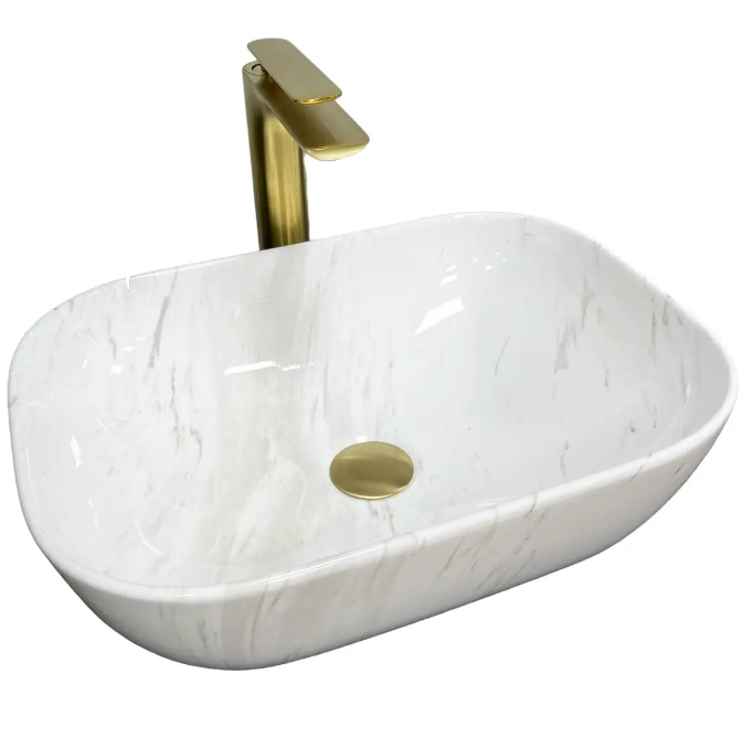 Раковина для ванной VBI RAVENNA 46x32,5 см керамика природный мрамор глянцевый VBI-011208