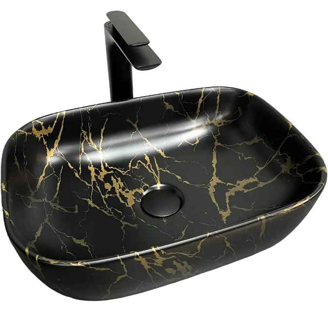 Раковина для ванной VBI RAVENNA 46x32,5 см керамика мрамор черный матовый VBI-011209