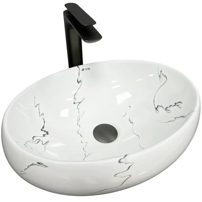 Раковина для ванної кімнати VBI VENETO 46,5x32 см кераміка мармо глянсовий VBI-012807