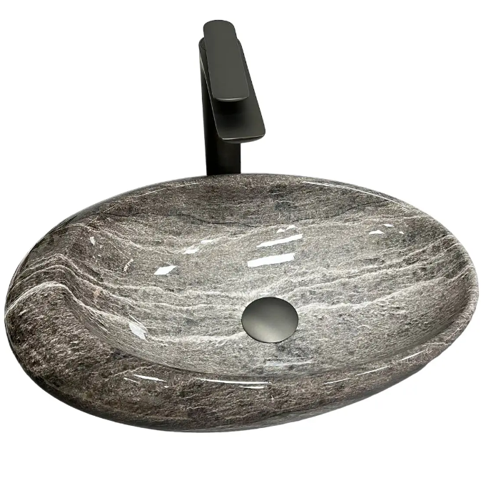 Раковина для ванної кімнати VBI VICENZA 49x31 см кераміка темний камінь глянсовий VBI-014800