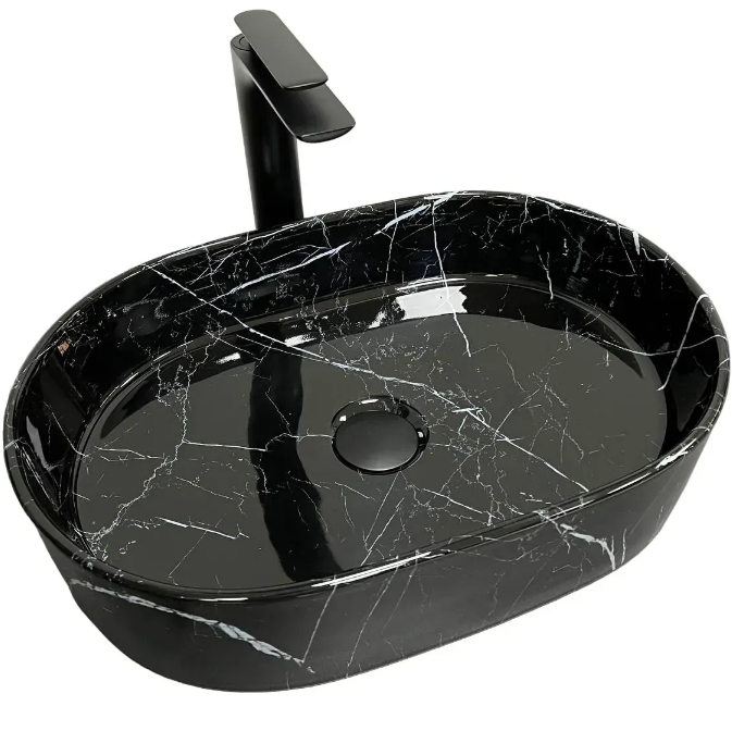 Раковина для ванной VBI VERONA 50 50x34 см керамика черный мармо глянцевый VBI-011314