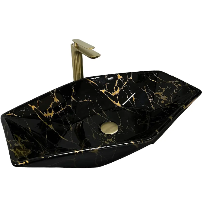 Раковина для ванной VBI VENEZIA 63,5x41 см керамика мрамор черный матовый VBI-012406