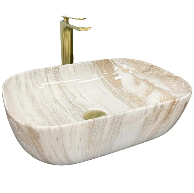 Раковина для ванной VBI RAVENNA  46x32,5 см керамика травертин глянцевый VBI-011204