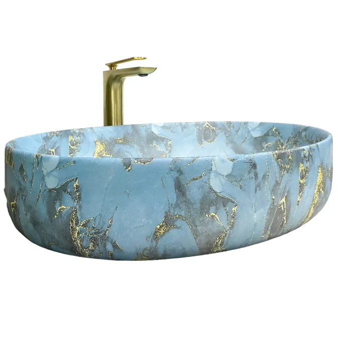 Раковина для ванної кімнати VBI UDINE 55x41 см кераміка мармур синій матовий VBI-012103