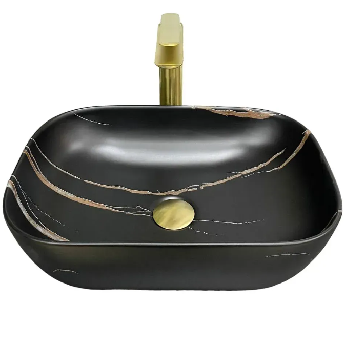 Раковина для ванної кімнати VBI RAVENNA 46x32,5 см кераміка чорний камінь матовий VBI-011214