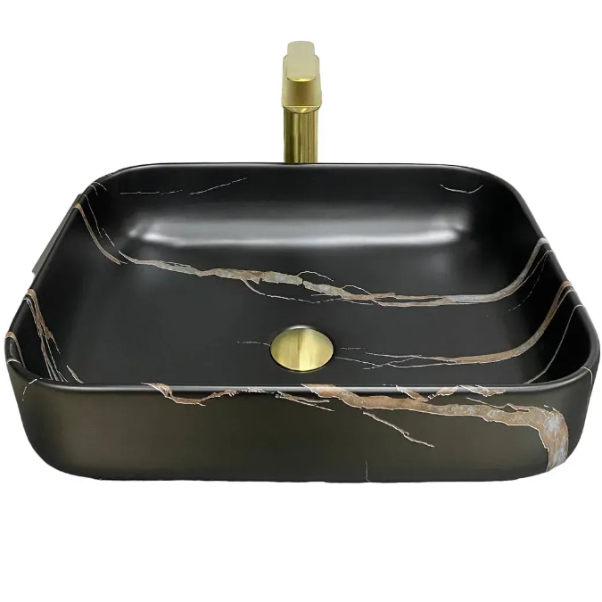 Раковина для ванной VBI PALERMO 50x39 см керамика черный камень матовый VBI-012306