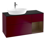 Тумба под раковину Villeroy & Boch Finion 120х50,1 см с подсветкой МДФ пион матовый лак/стекло черное матовое F812GNHB