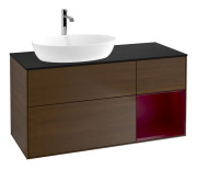 Тумба под раковину Villeroy & Boch Finion 120х50,1 см с подсветкой МДФ шпон грецкого ореха/стекло черное матовое F812HBGN