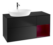 Тумба под раковину Villeroy & Boch Finion 120х50,1 см с подсветкой МДФ черный матовый лак/стекло черное матовое F812HBPD