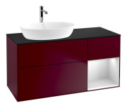 Тумба под раковину Villeroy & Boch Finion 120х50,1 см с подсветкой МДФ пион матовый лак/стекло черное матовое F812MTHB