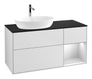 Тумба под раковину Villeroy & Boch Finion 120х50,1 см с подсветкой МДФ белый матовый лак/стекло черное матовое F812MTMT