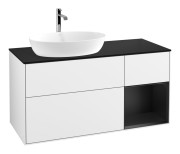 Тумба под раковину Villeroy & Boch Finion 120х50,1 см с подсветкой МДФ глянцевый белый лак/стекло черное матовое F812PDGF