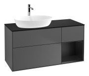 Тумба под раковину Villeroy & Boch Finion 120х50,1 см с подсветкой МДФ антрацит матовый лак/стекло черное матовое F812PDGK