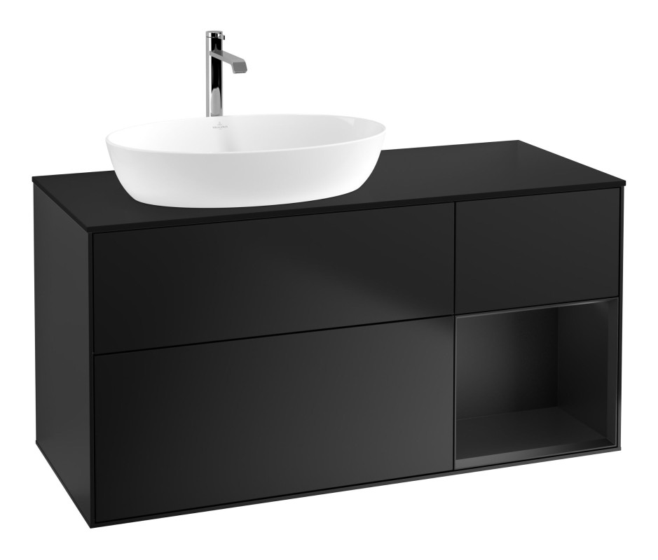 Тумба под раковину Villeroy & Boch Finion 120х50,1 см с подсветкой МДФ черный матовый лак/стекло черное матовое F812PDPD