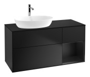 Тумба под раковину Villeroy & Boch Finion 120х50,1 см с подсветкой МДФ черный матовый лак/стекло черное матовое F812PDPD
