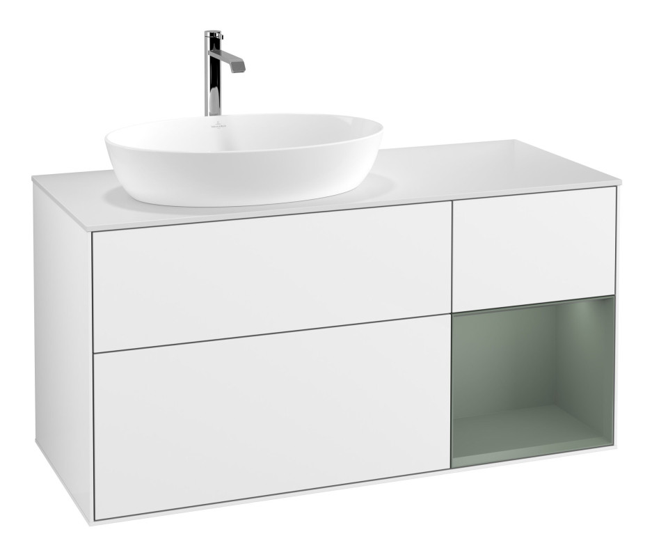 Тумба под раковину Villeroy & Boch Finion 120х50,1 см с подсветкой МДФ глянцевый белый лак/стекло белое матовое F811GMGF