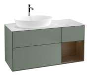 Тумба под раковину Villeroy & Boch Finion 120х50,1 см с подсветкой МДФ оливковый матовый лак/стекло белое матовое F811GNGM