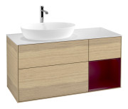 Тумба под раковину Villeroy & Boch Finion 120х50,1 см с подсветкой МДФ шпон дуба/стекло белое матовое F811HBPC