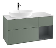 Тумба под раковину Villeroy & Boch Finion 120х50,1 см с подсветкой МДФ оливковый матовый лак/стекло белое матовое F811HGGM