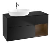 Тумба під раковину Villeroy & Boch Finion 120х50,1 см із підсвічуванням МДФ чорний матовий лак/скло чорне матове F812GNPD