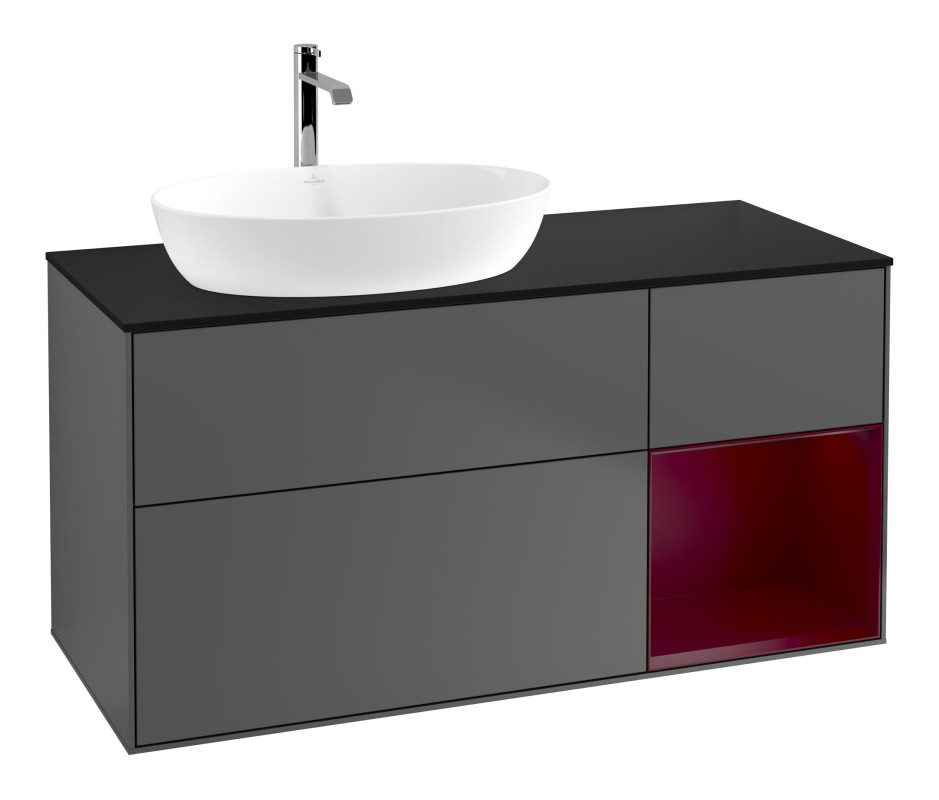 Тумба під раковину Villeroy & Boch Finion 120х50,1 см із підсвічуванням МДФ антрацит матовий лак/скло чорне матове F812HBGK