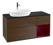 Тумба под раковину Villeroy & Boch Finion 120х50,1 см с подсветкой МДФ шпон грецкого ореха/стекло черное матовое F812HBGN