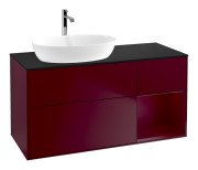 Тумба под раковину Villeroy & Boch Finion 120х50,1 см с подсветкой МДФ пион матовый лак/стекло черное матовое F812HBHB