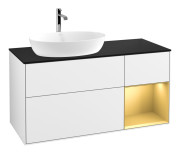 Тумба під раковину Villeroy & Boch Finion 120х50,1 см із підсвічуванням МДФ білий глянцевий лак/скло чорне матове F812HFGF