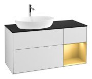 Тумба под раковину Villeroy & Boch Finion 120х50,1 см с подсветкой МДФ белый матовый лак/стекло черное матовое F812HFMT