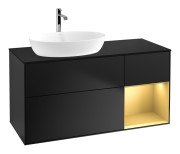 Тумба під раковину Villeroy & Boch Finion 120х50,1 см із підсвічуванням МДФ чорний матовий лак/скло чорне матове F812HFPD