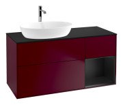 Тумба під раковину Villeroy & Boch Finion 120х50,1 см із підсвічуванням МДФ півонія матовий лак/скло чорне матове F812PDHB