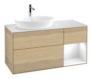 Тумба під раковину Villeroy & Boch Finion 120х50,1 см із підсвічуванням МДФ шпон дуба/скло біле матове F811GFPC