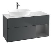 Тумба під раковину Villeroy & Boch Finion 120х50,1 см із підсвічуванням МДФ темно-синій матовий лак/скло біле матове F811GKHG