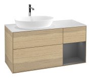 Тумба під раковину Villeroy & Boch Finion 120х50,1 см із підсвічуванням МДФ шпон дуба/скло біле матове F811GKPC