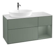 Тумба под раковину Villeroy & Boch Finion 120х50,1 см с подсветкой МДФ оливковый матовый лак/стекло белое матовое F811GMGM