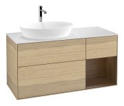 Тумба под раковину Villeroy & Boch Finion 120х50,1 см с подсветкой МДФ шпон дуба/стекло белое матовое F811GNPC