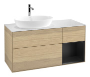 Тумба под раковину Villeroy & Boch Finion 120х50,1 см с подсветкой МДФ шпон дуба/стекло белое матовое G811PDPC