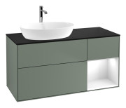 Тумба под раковину Villeroy & Boch Finion 120х50,1 см с подсветкой МДФ оливковый матовый лак/стекло черное матовое G812GFGM