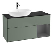 Тумба под раковину Villeroy & Boch Finion 120х50,1 см с подсветкой МДФ оливковый матовый лак/стекло черное матовое G812GKGM