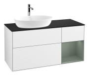 Тумба под раковину Villeroy & Boch Finion 120х50,1 см с подсветкой МДФ глянцевый белый лак/стекло черное матовое G812GMGF