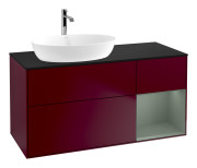 Тумба под раковину Villeroy & Boch Finion 120х50,1 см с подсветкой МДФ пион матовый лак/стекло черное матовое G812GMHB