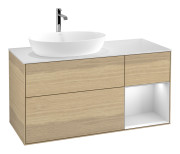 Тумба под раковину Villeroy & Boch Finion 120х50,1 см с подсветкой МДФ шпон дуба/стекло белое матовое G811MTPC